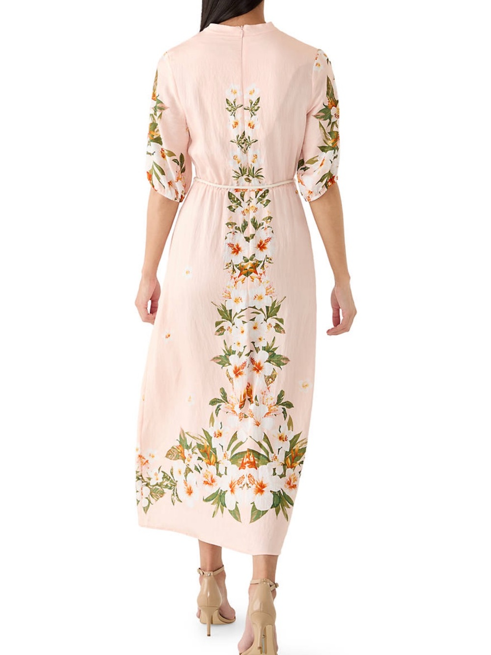 Maison Tara Blush Pink Floral Maxi Dress with Tie Waist - Picture 2 of 7